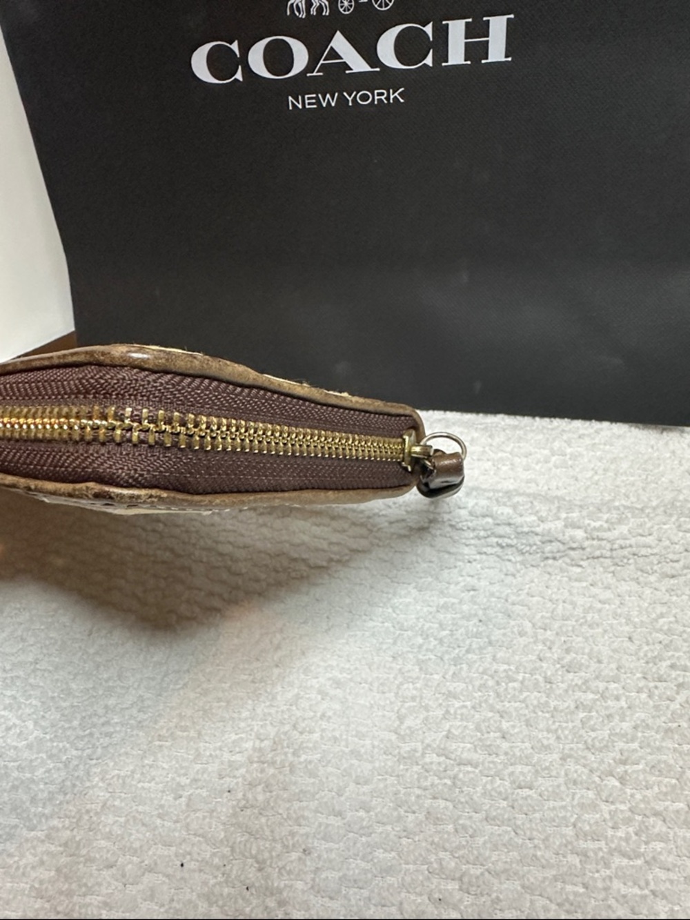 Coach Gold and Brown Patchwork Zip Wallet - Picture 4 of 11